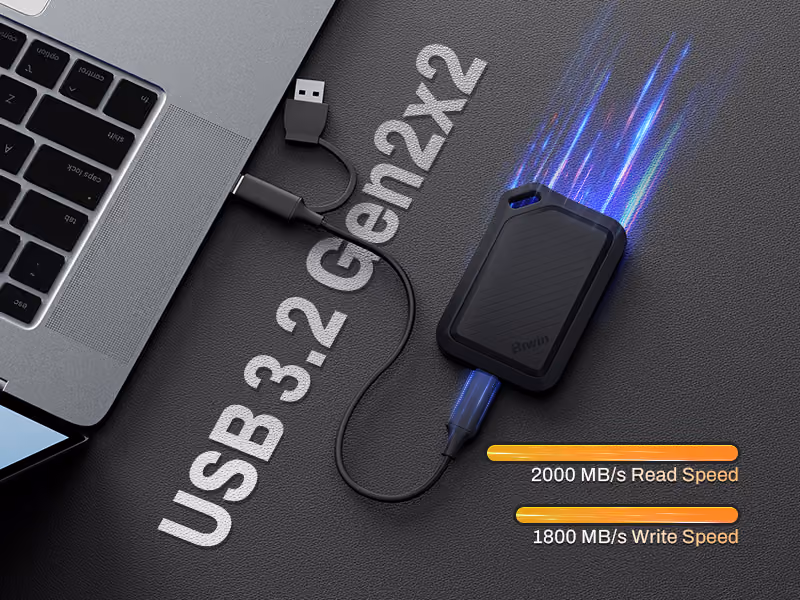 BIWIN Amber PR2000 1TB Portable SSD Rugged Type-C 2000MB/s White