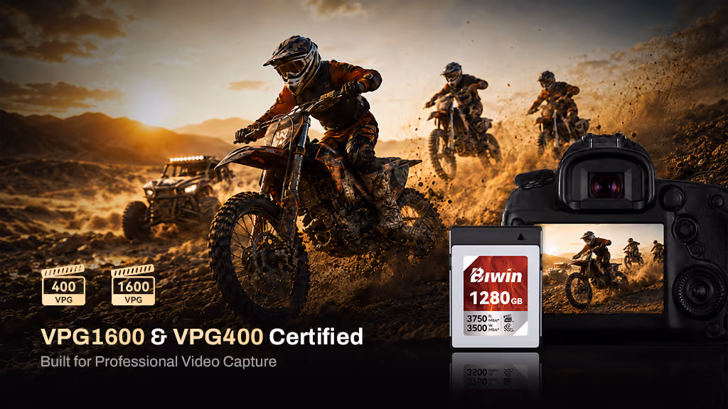 Biwin Amber CB500 PRO is VPG1600 certified to support stable, sustained video recording